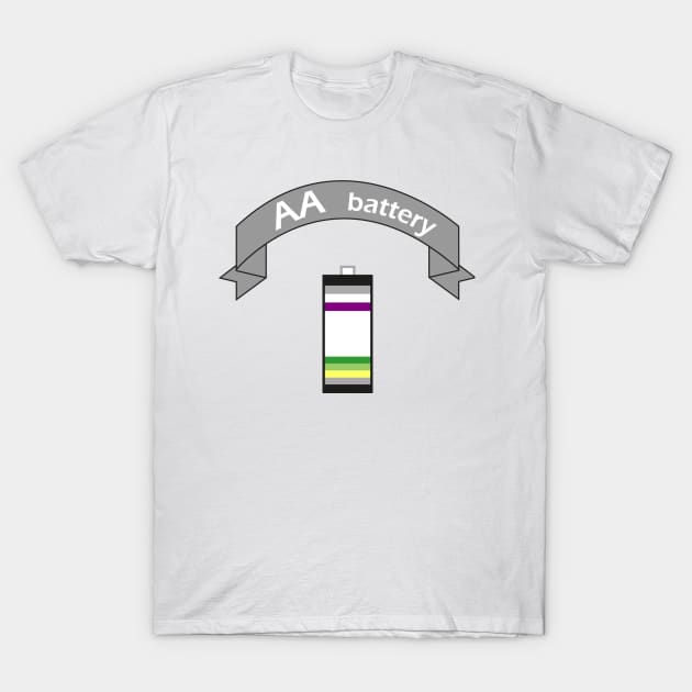 Double A Battery (Asexual & Aromantic) T-Shirt by tonguetiedartist